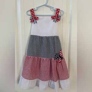 Red, White, and Blue Gingham/Seersucker Girls Dress Size 5